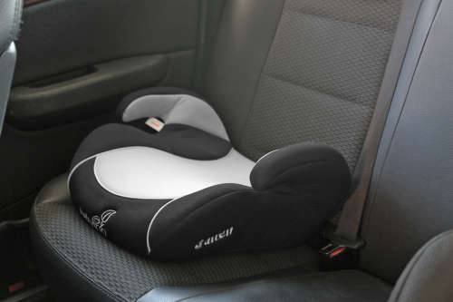 Grey Baby Booster Seat and Kids Travel Snack and Play Tray Combo