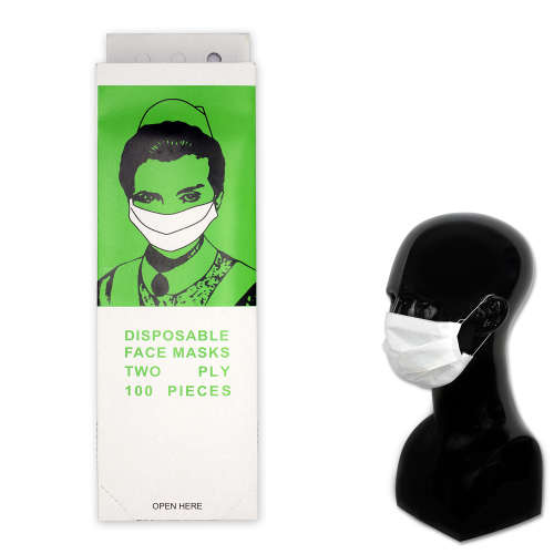 DISPOSABLE FACE MASKS TWO PLY 100 PIECES
