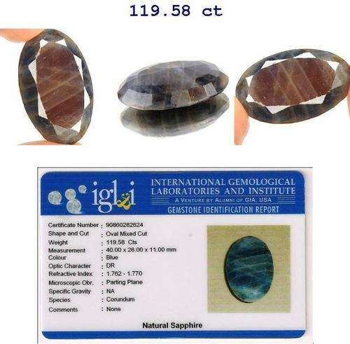 ** MUSEUM SIZE ** 119.58 Cts CERTIFIED SAPPHIRE