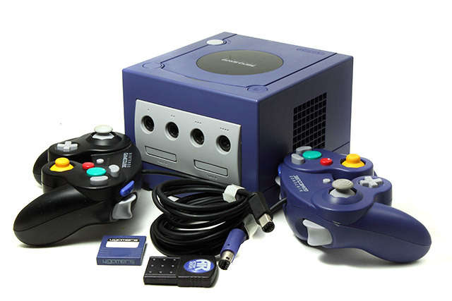 nintendo game cube and controllers