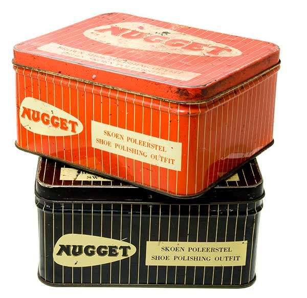 a Pair of Vintage Nugget tins "" Both with contents !  """