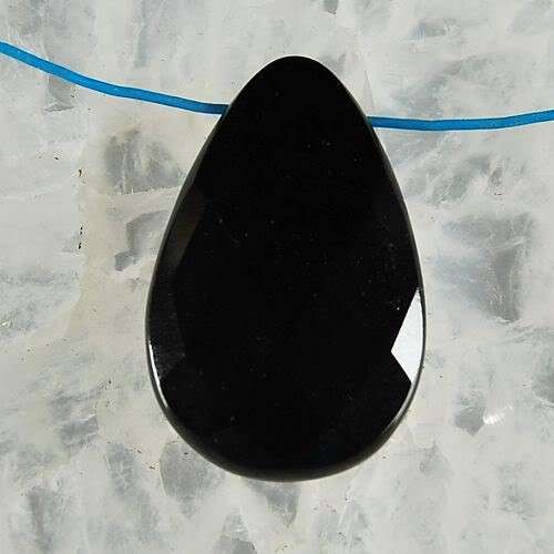 Black Onyx Agate faceted pendant bead