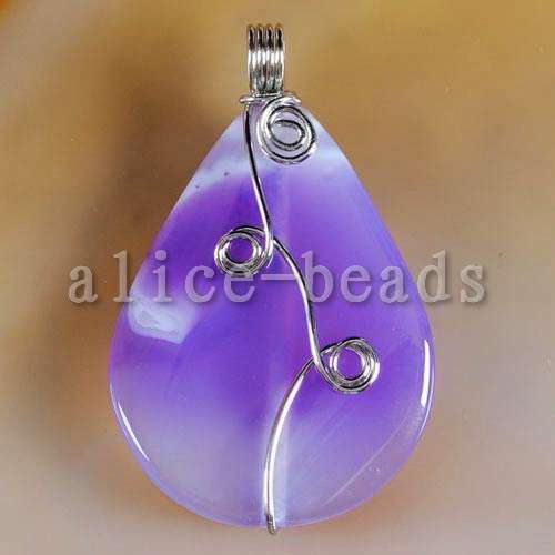 Purple Onyx Agate wire wrapped pendant