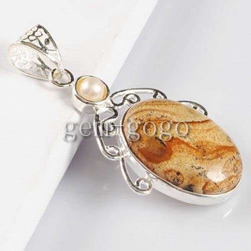 Picture Jasper Pendant in silver