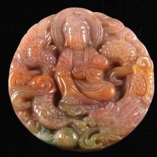Jade carved multi-colour pendant