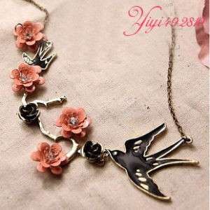 Antique Bronze & Enamel flower necklace