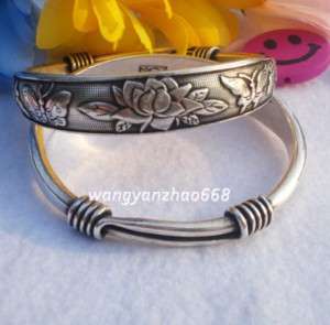 Crazy Wednesday Auction - Tibetan silver flower design solid bracelet
