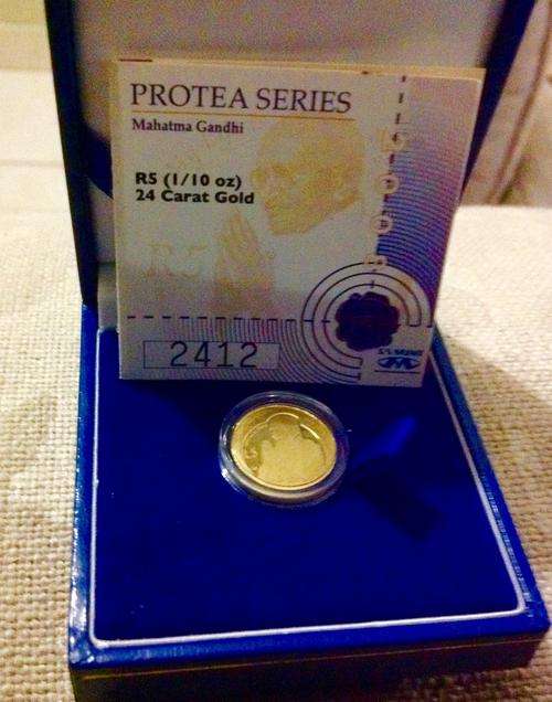 2008 MAHATMA GHANDI R5 1/10th PROOF GOLD