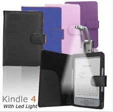 4color PU  Leather Case Cover with Light for Amazon Kindle 4 Generation / kobo touch