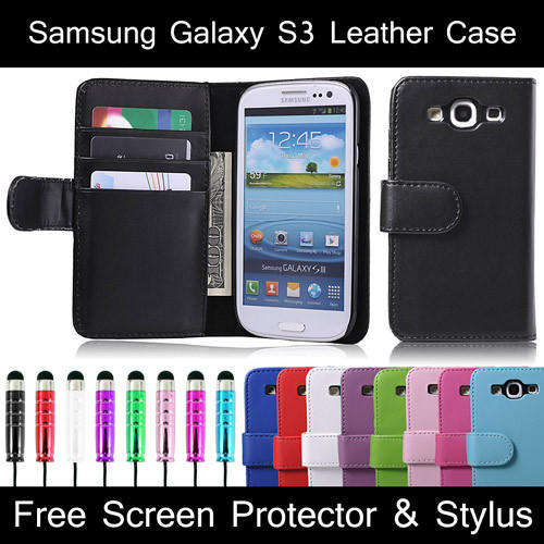 FLIP-WALLET-PU LEATHER-CASE-COVER-FOR-SAMSUNG-GALAXY-S3MINI -I8190 FREE SP & STYLUS