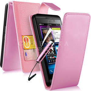 FLIP WALLET LEATHER CASE COVER FOR BLACKBERRY Z10 BB 10+SP+STYLUS PEN