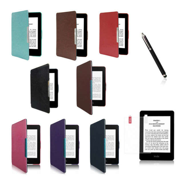 PU Leather Cover Case for Amazon Kindle Paperwhite Free SP Stylus Gift