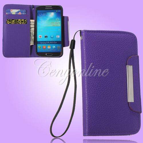 PU Leather Wallet Flip Pouch Purse Card Case Cover For Samsung Galaxy S4 SIV i9500