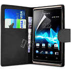 FLIP WALLET PU LEATHER CASE COVER FITS SONY XPERIA E FREE SCREEN PROTECTOR +STYLUS