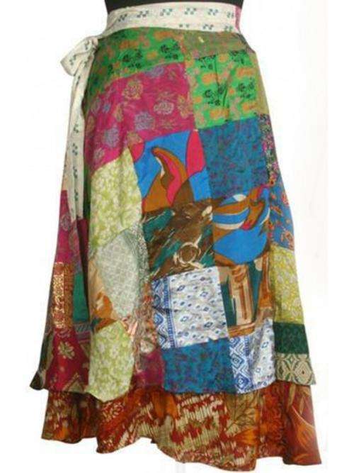Ladies Maxi Wrap-around Patchwork Skirts from India