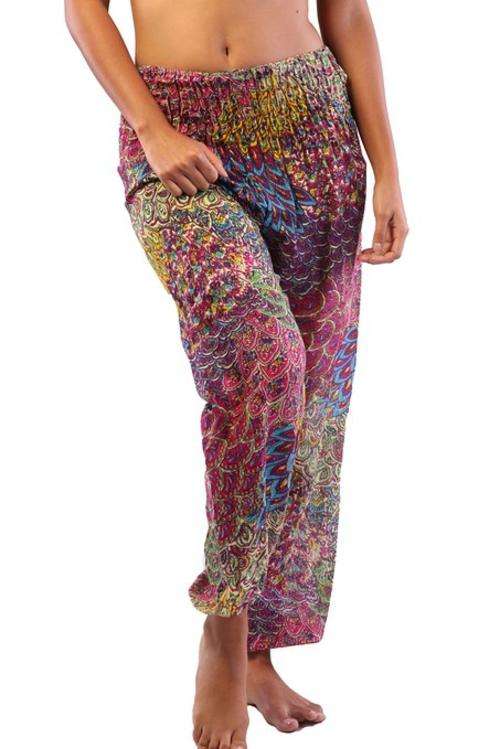 BAGGIE HIPPIE peacock-design printed YOGA PANTS  from India