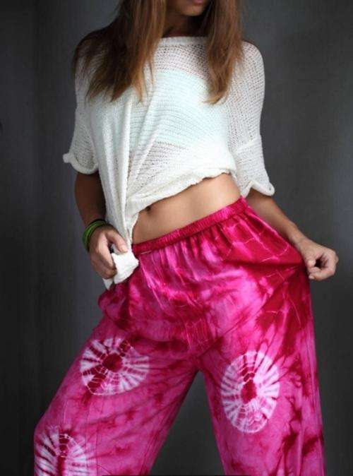 Harem Aladdin Yoga Pants Trousers Ali Baba Loose Baggy Boho Pink Tie Dye   from India