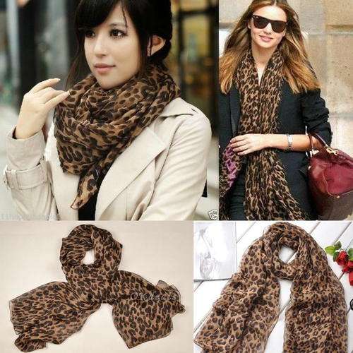 ***NEW STOCK**  Long Style Wrap Shawl Leopard Chiffon Scarf