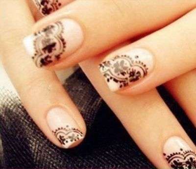 Black 3D Lace Design Nail Art Manicure Tips Stickers