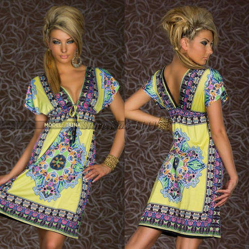***NEW STOCK**  Sexy Women Summer V-Neck MINI Dress Floral Short Sleeve Beach Boho Maxi Sundress