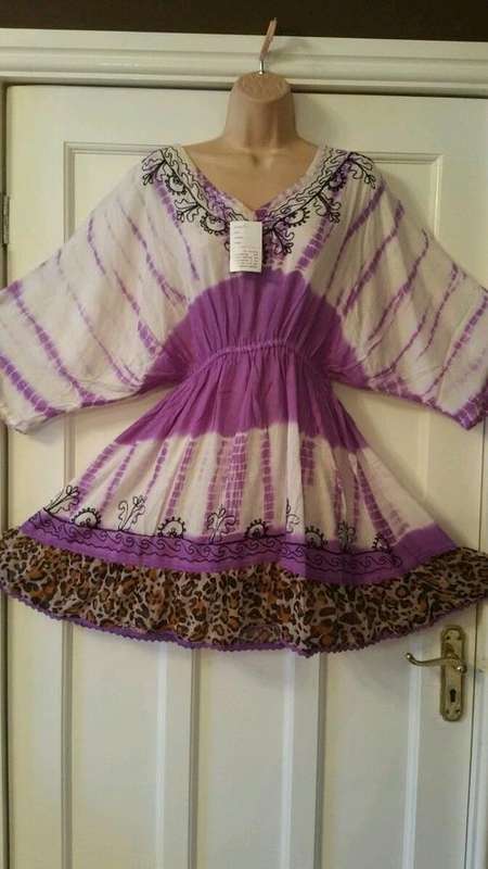 Ladies New Batwing viscose elasticated waist long tie dye tunic free size 12-20 from India