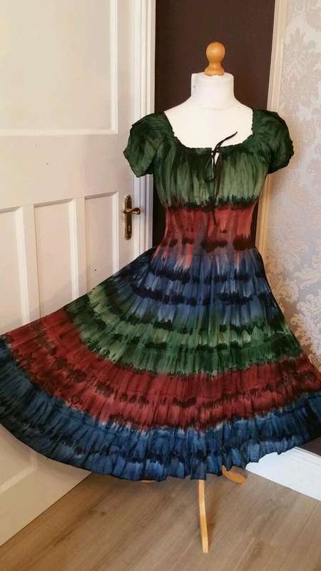 Tie dye Long dress cotton festival in gorgeous colours Boho fashionable 12-16 from India