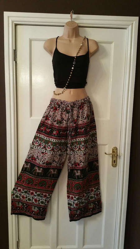 Ladies loose baggy Wide Leg Trouser Hippie Boho gypsy yoga beach rayon (8-16) 6 from India