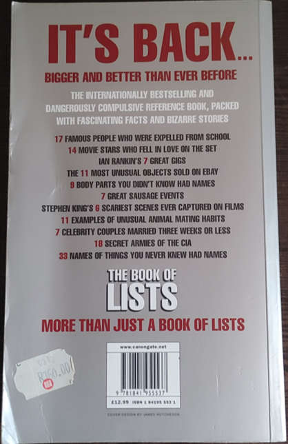 The Book of Lists by David Wallechinsky and Amy Wallace - SOFT COVER