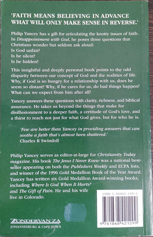 Disappointment With God  by Philip Yancey - SOFT COVER