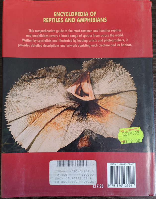 Encyclopedia of Reptiles and Amphibians by Chris Mattison - HARD COVER