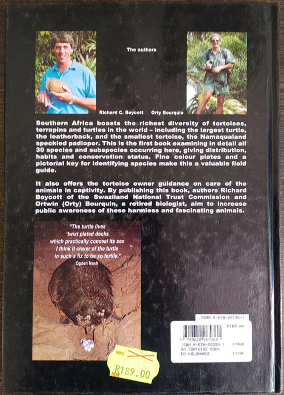 The Southern African Tortoise Bool by Richard C. Boycott and Ortwin Bourquin - HARD COVER