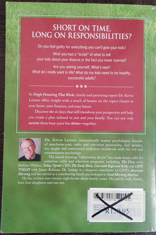 Single Parenting That Works by Dr. Kevin Leman - SOFT COVER