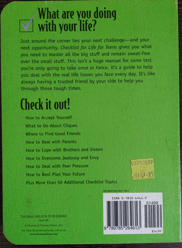 Checklist for Life for Teens - SOFT COVER