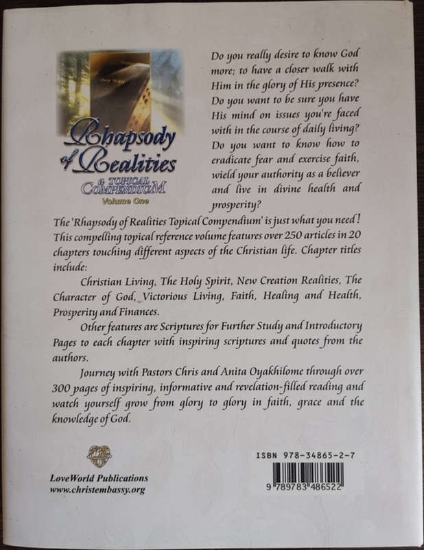 Rhapsody of Realities: A Topical Compendium Vol. 1 by Chris & Anita Oyakhilome - HARD COVER