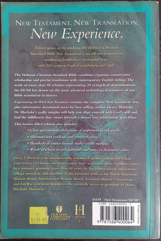 Experiencing the Word New Testament by Henry Blackaby - SOFT COVER