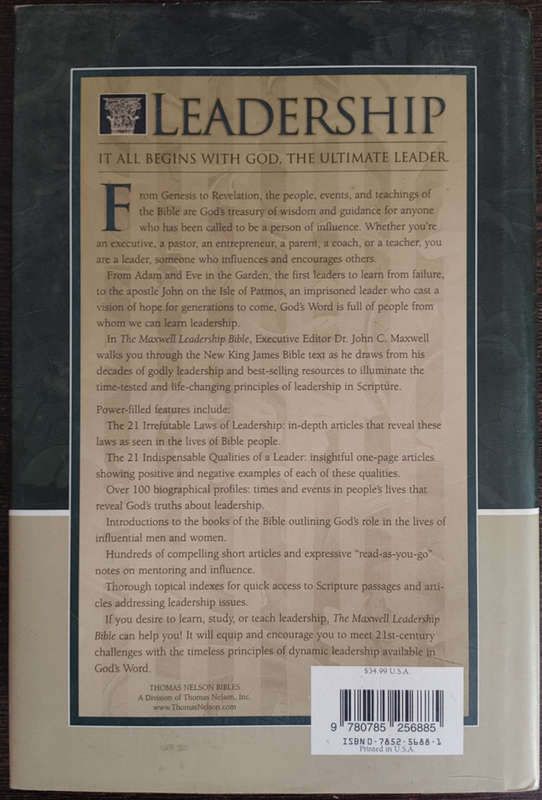 The Maxwell Leadership Bible by John C. Maxwell - HARD COVER