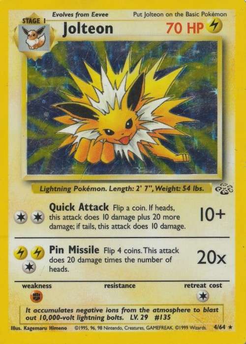 Pokemon Trading Card - Jolteon - Holo - Jungle (4/64)