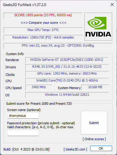 NVIDIA GeForce GT 1030 64bit Graphics Card - Directx 12 CUDA OpenCL OpenGL 4.6 Blender 3D Modeling