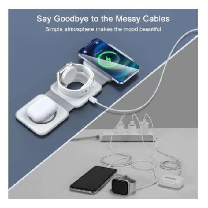 3 in 1 Wireless Charger 15W, Magnetic Charging Station - Foldable