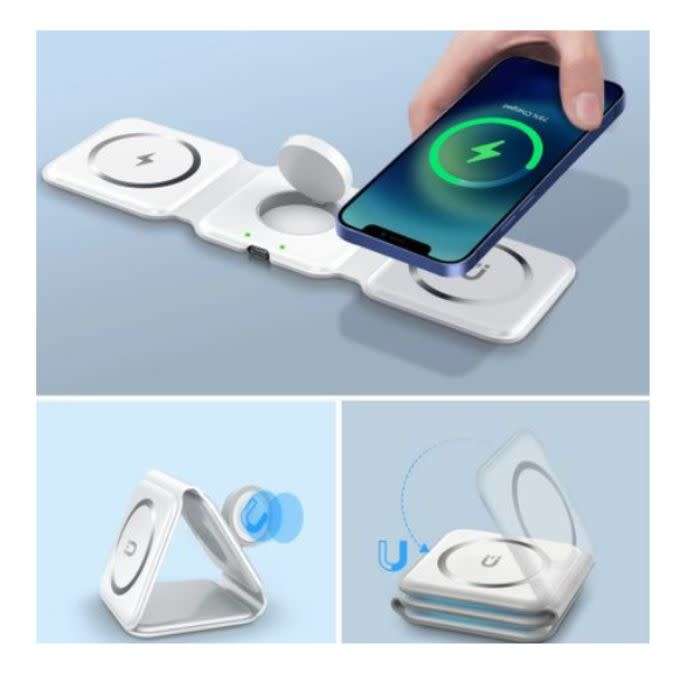 3 in 1 Wireless Charger 15W, Magnetic Charging Station - Foldable