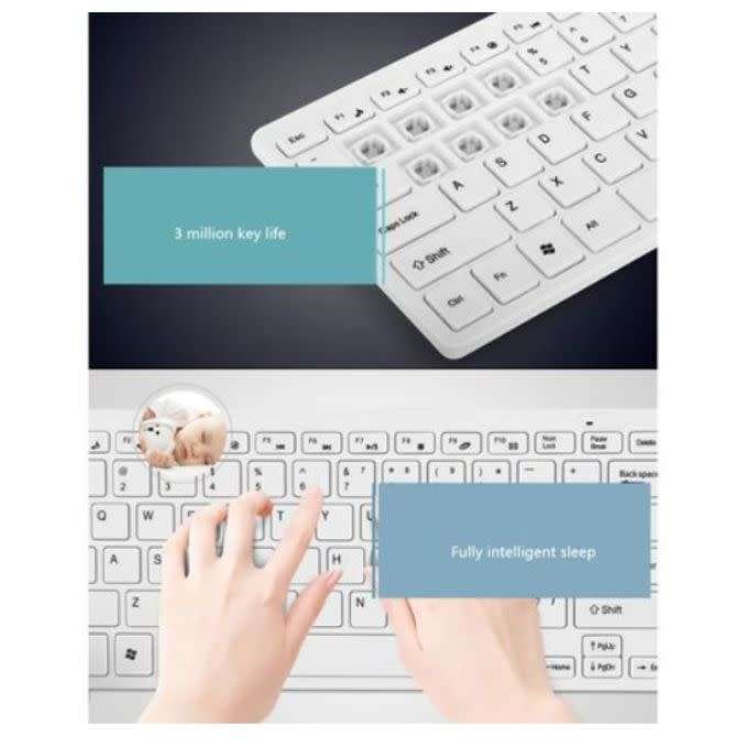White Mini Wireless Keyboard and Mouse Q-903