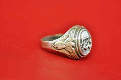 ww2 German Silver SS Totenkopf Skull Ring- MARKED : RZM -SS - 800