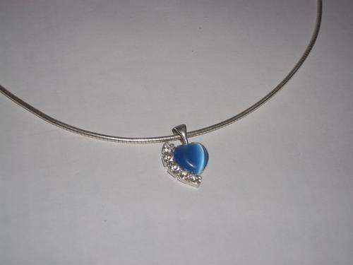 Beautiful blue heart with diamonds necklace!