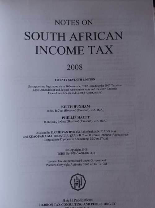 Notes on South African Income Tax - 2008 - Phillip Haupt