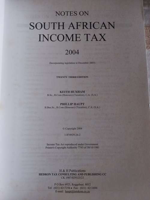 Notes on South African Income Tax - 2004 - Phillip Haupt