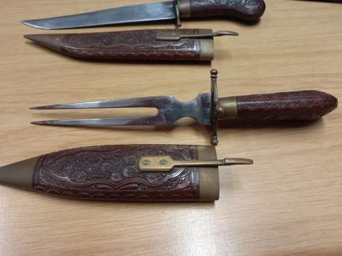 Antique Kitchen Carving Knife and Fork set