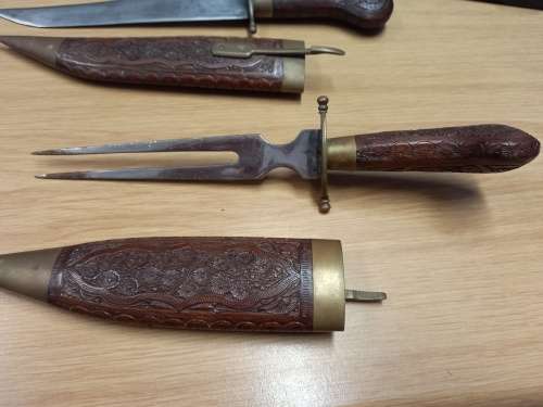 Antique Kitchen Carving Knife and Fork set
