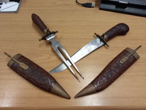 Antique Kitchen Carving Knife and Fork set