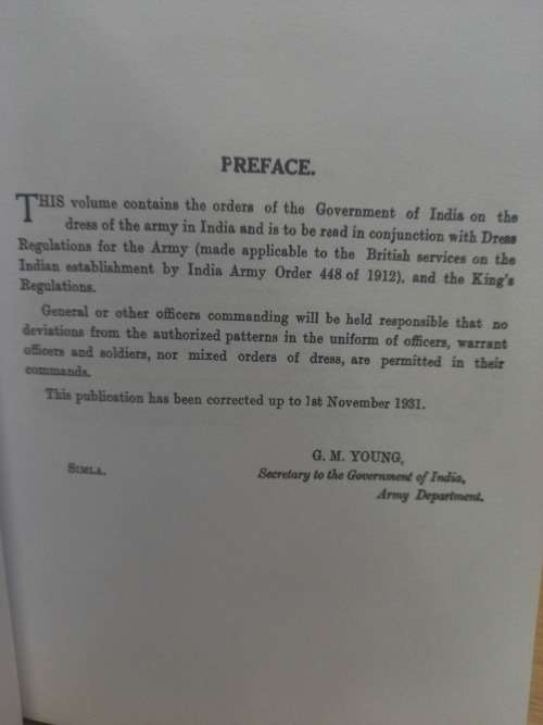 Dress regulations - India - 1931