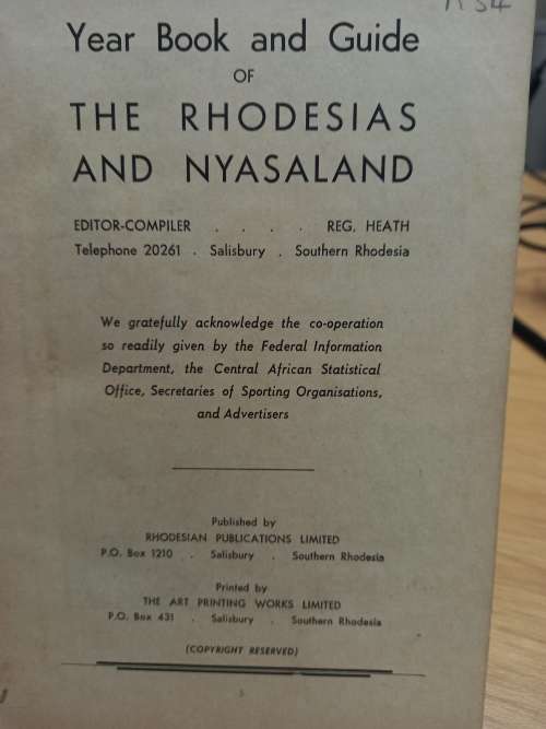 Year Book and Guide of The Rhodesias and Nyasaland - 1962 Edition
